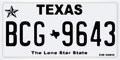 TX license plate BCG9643