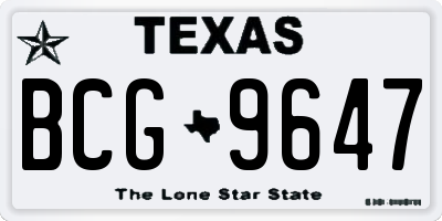 TX license plate BCG9647