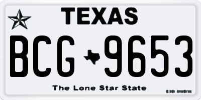TX license plate BCG9653