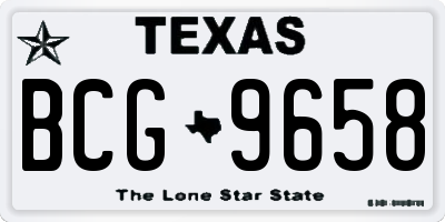 TX license plate BCG9658