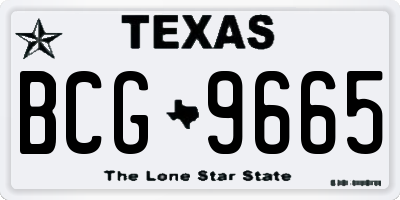 TX license plate BCG9665