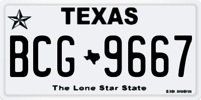 TX license plate BCG9667