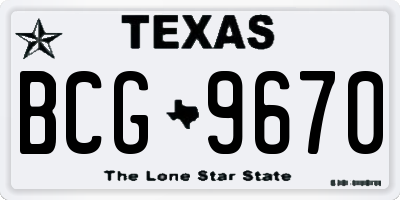 TX license plate BCG9670