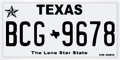 TX license plate BCG9678