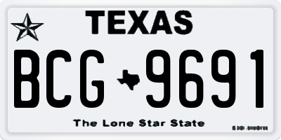 TX license plate BCG9691