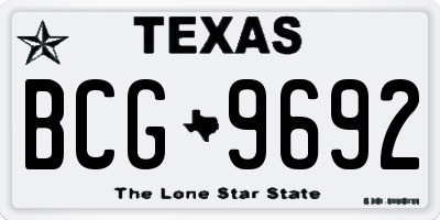 TX license plate BCG9692