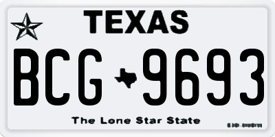 TX license plate BCG9693