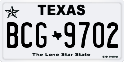 TX license plate BCG9702