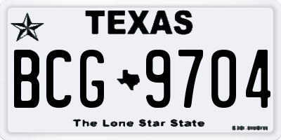 TX license plate BCG9704