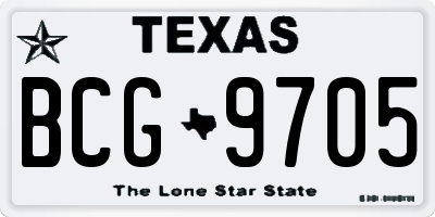 TX license plate BCG9705