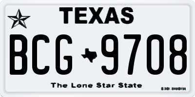 TX license plate BCG9708