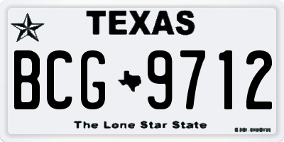 TX license plate BCG9712