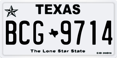 TX license plate BCG9714