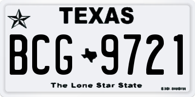 TX license plate BCG9721