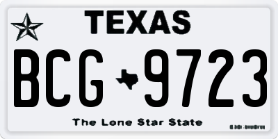 TX license plate BCG9723