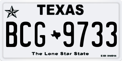 TX license plate BCG9733