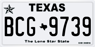 TX license plate BCG9739