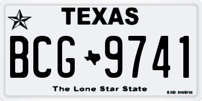 TX license plate BCG9741