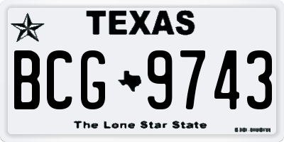 TX license plate BCG9743