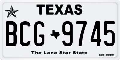 TX license plate BCG9745