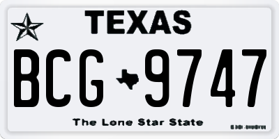 TX license plate BCG9747