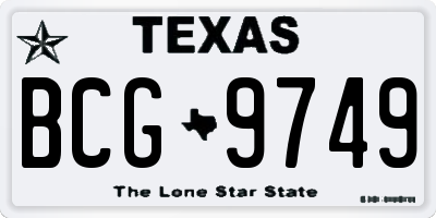 TX license plate BCG9749