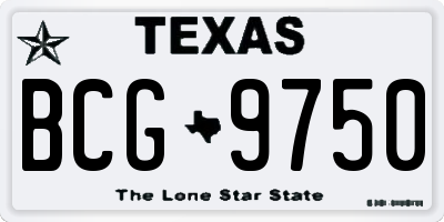 TX license plate BCG9750