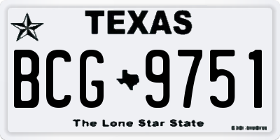 TX license plate BCG9751