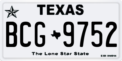 TX license plate BCG9752