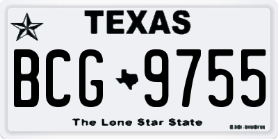 TX license plate BCG9755