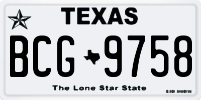 TX license plate BCG9758