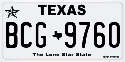 TX license plate BCG9760