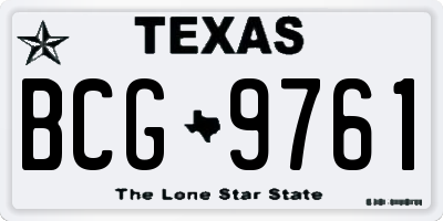 TX license plate BCG9761