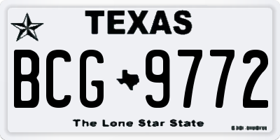 TX license plate BCG9772