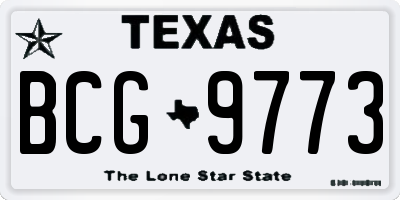 TX license plate BCG9773