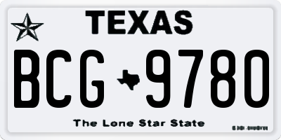 TX license plate BCG9780