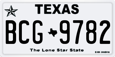 TX license plate BCG9782
