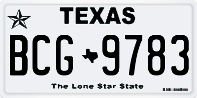 TX license plate BCG9783
