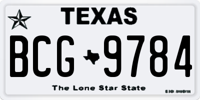 TX license plate BCG9784