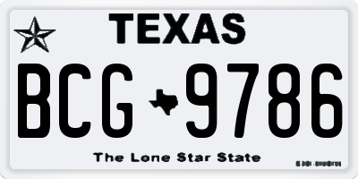 TX license plate BCG9786