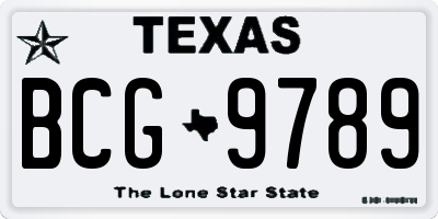 TX license plate BCG9789