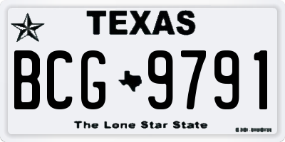TX license plate BCG9791