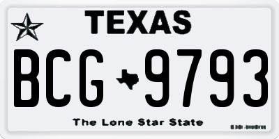 TX license plate BCG9793