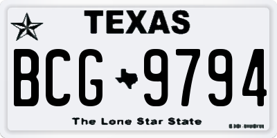 TX license plate BCG9794