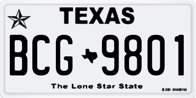 TX license plate BCG9801