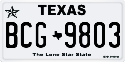 TX license plate BCG9803