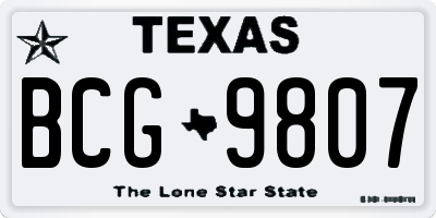 TX license plate BCG9807