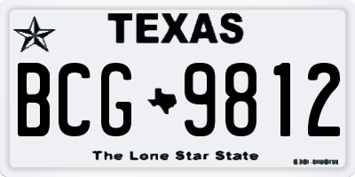 TX license plate BCG9812