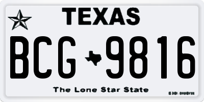 TX license plate BCG9816