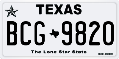TX license plate BCG9820